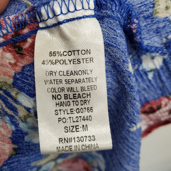 Umgee Tunic Top Womens Size M Blue Pink Floral Criss Cross V-Neck Boho Fairy - Picture 12 of 14